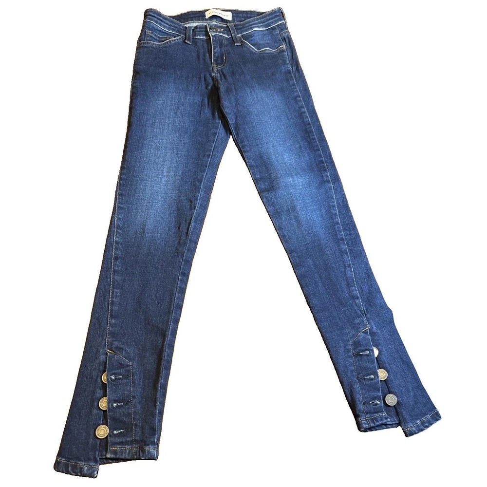 Flying Monkey Skinny Jeans Women's Size 24 Blue Stretch 3 Button Hem Ankle